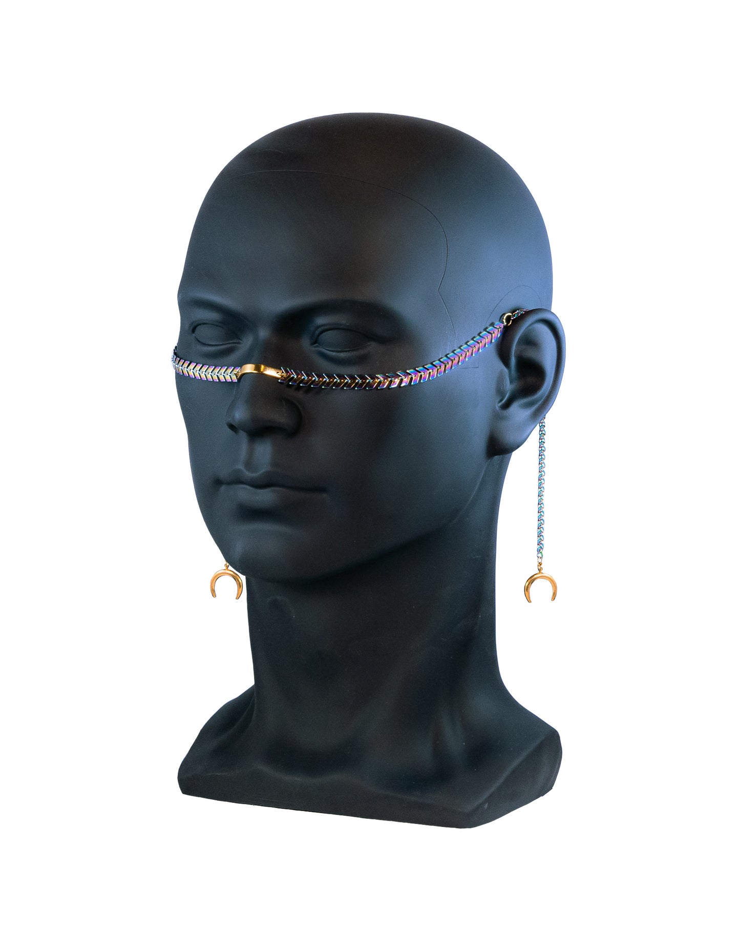 Rainbow and Gold Chevron Face Chain - HearRingz