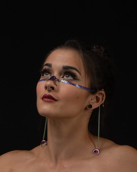 Rainbow Hecate Face Chain with Moons - HearRingz