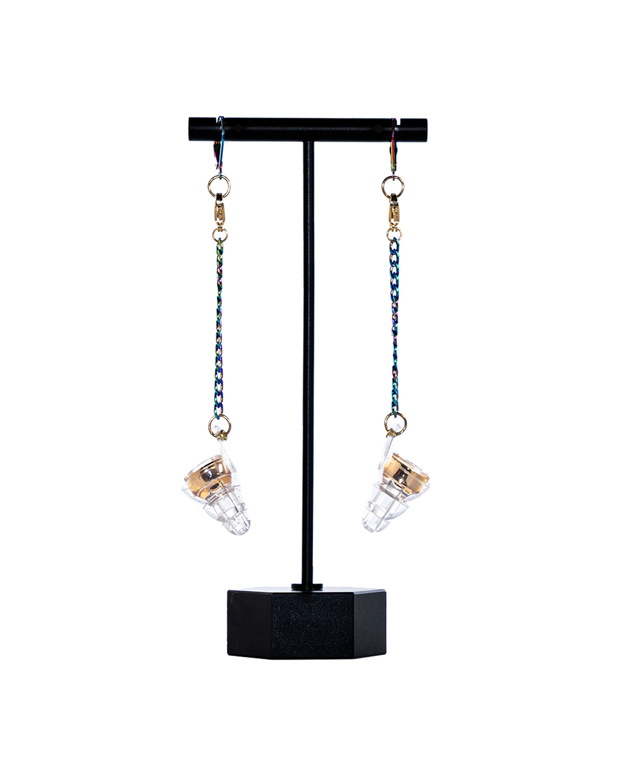 high fidelity earplug earrings with eargasm earplugs