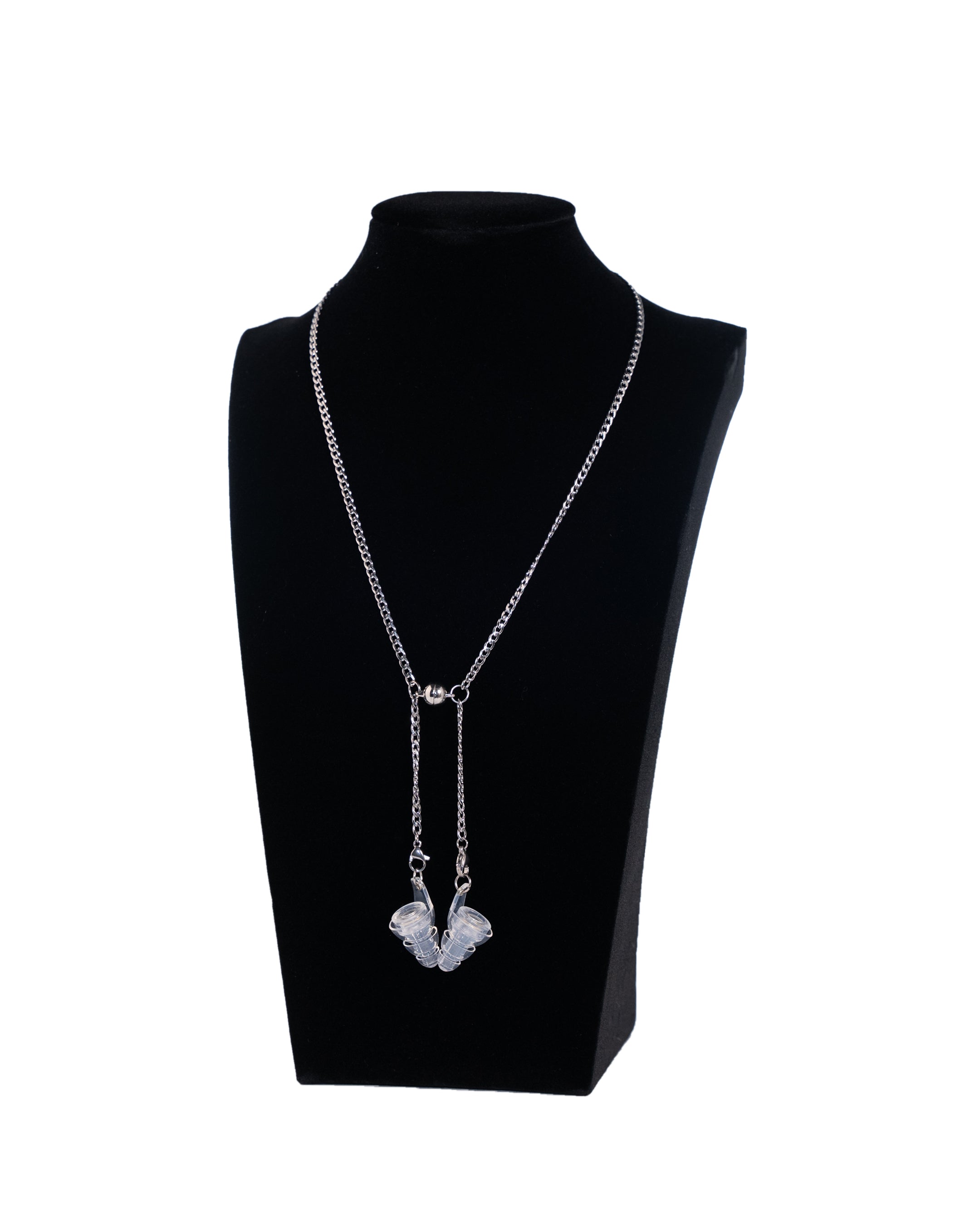 high fidelity earplug magnetic clasping necklace with eargasm earplugs