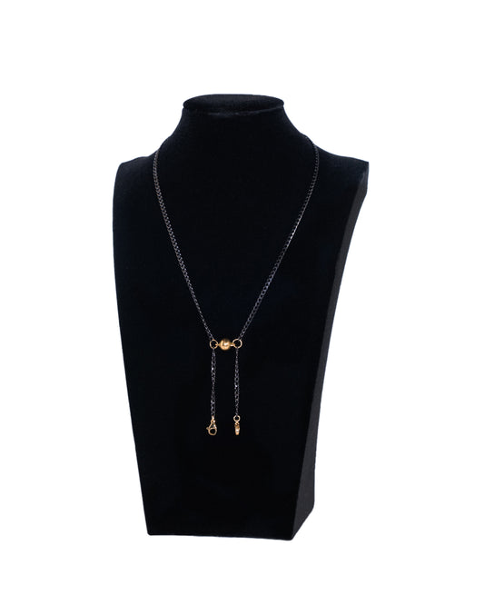 Black and Gold Magnetic Clasping Earplug Necklace Attachment