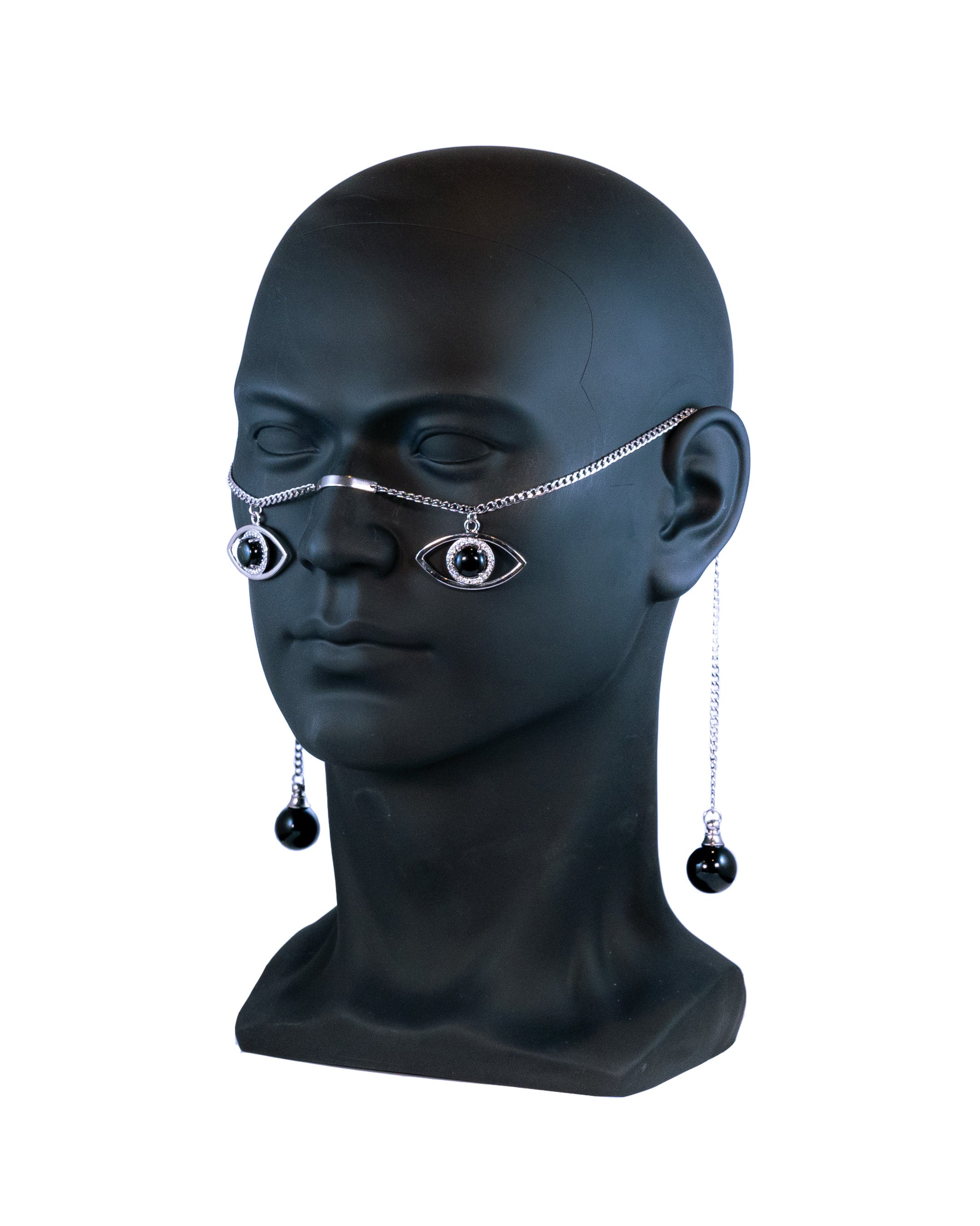 silver rave face chain