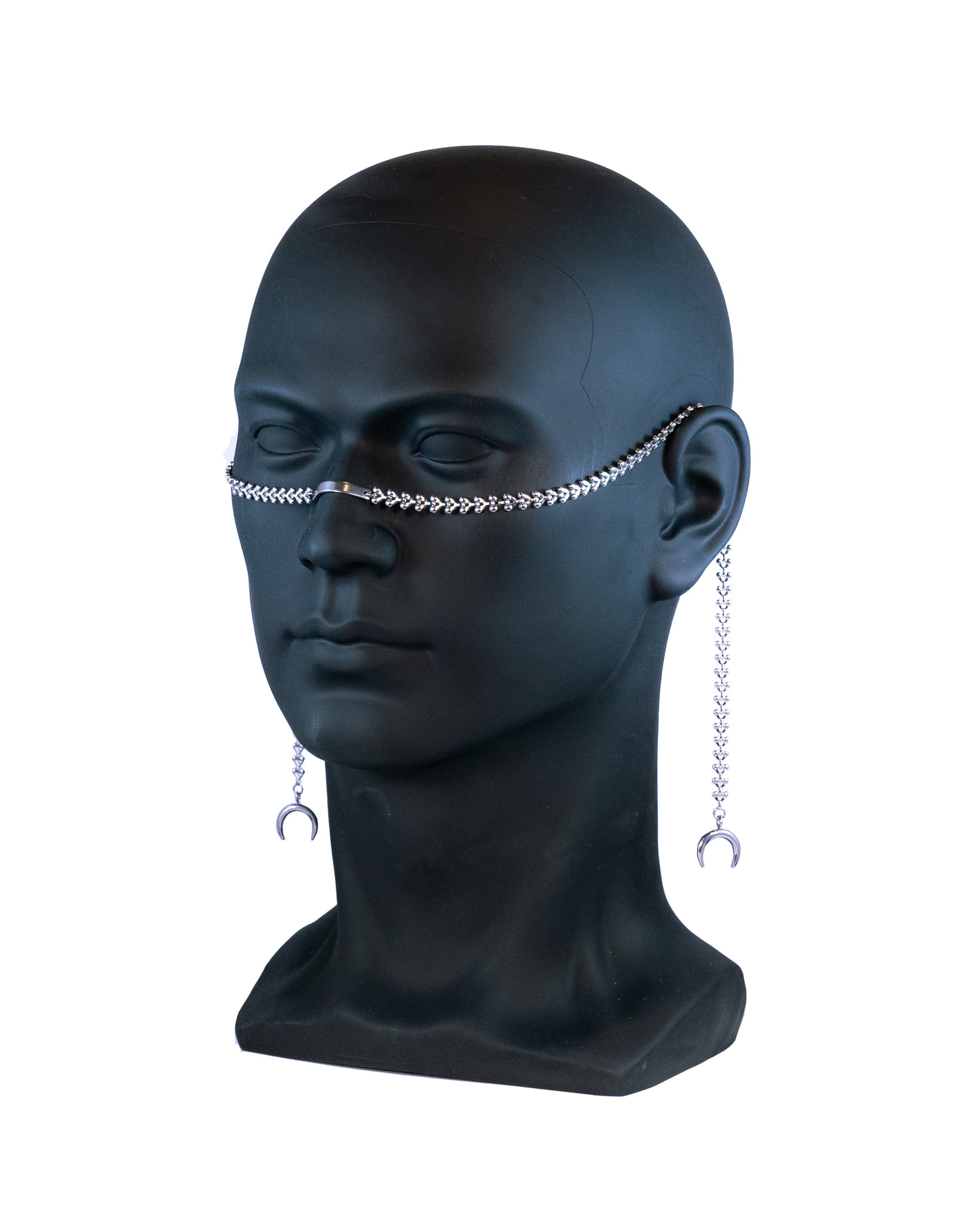 Face Chain Sign Silver Vertebrae Face Chain with Moons – HearRingz
